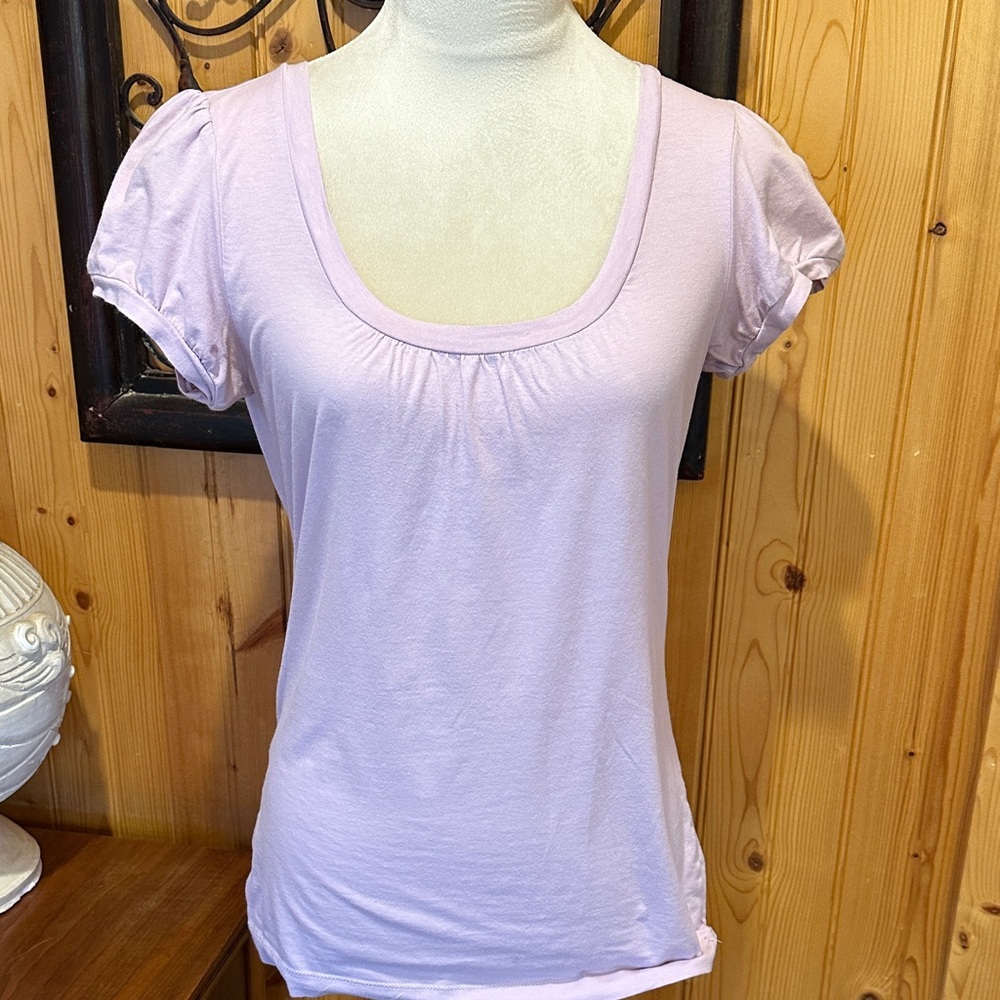 LOFT Light Purple Scoop Neck Short Sleeve Top